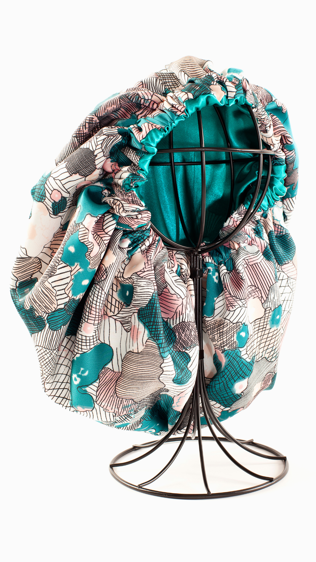 Limited Edition Pink Abstract & Teal Bonnet
