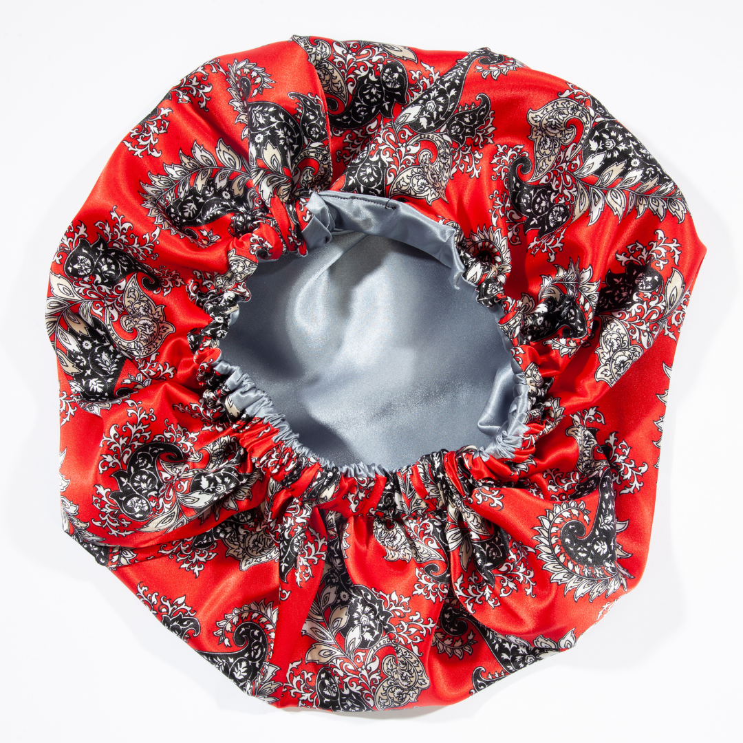 Red and Gray Paisley Bonnet