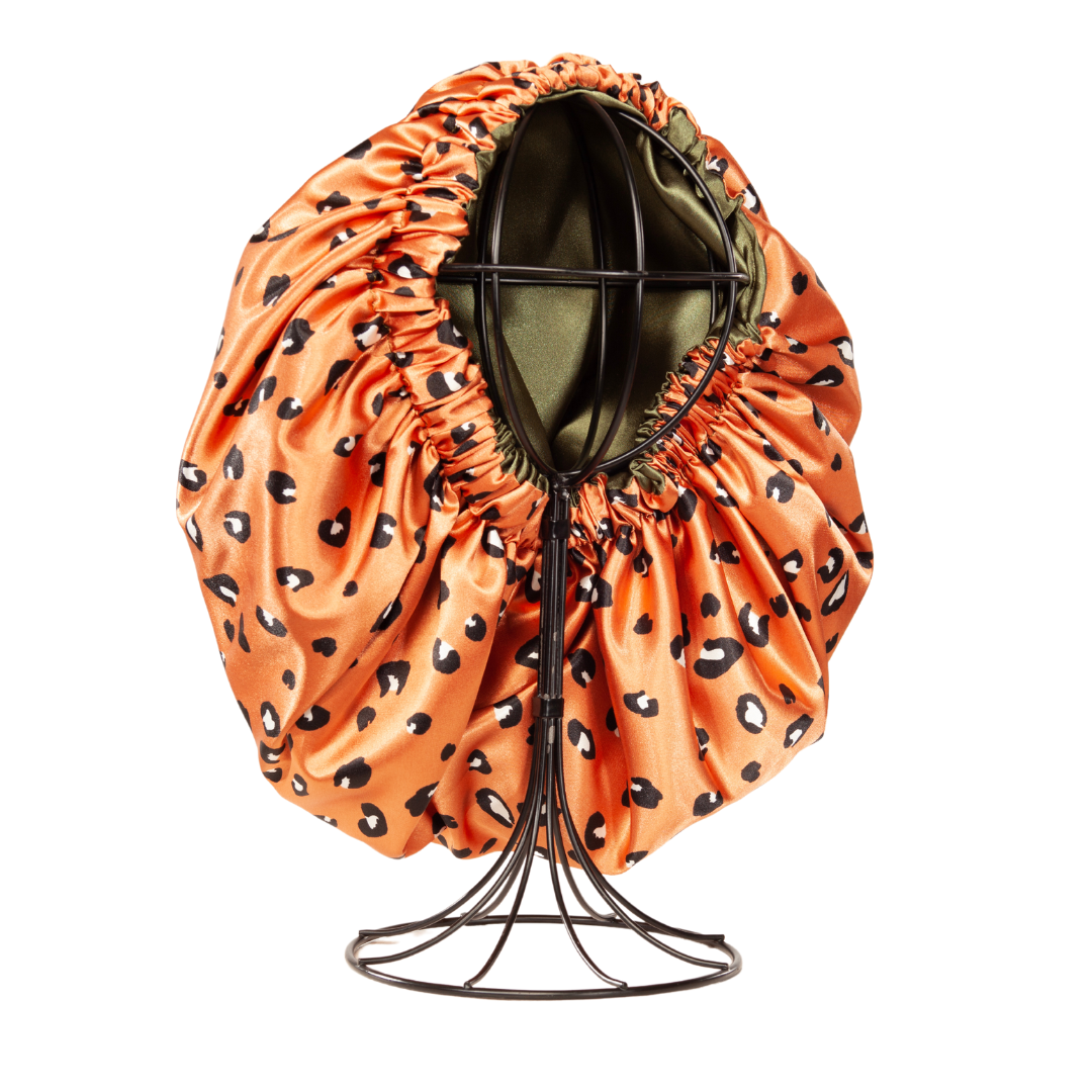 Burnt Orange and Olive Cheetah Bonnet